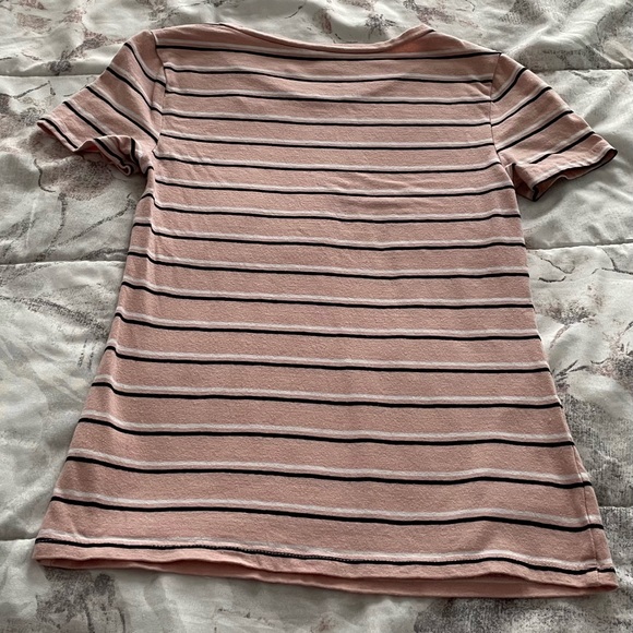 H&M striped pink black white cotton T-shirt, size XS summer basic vacation - Picture 11 of 11